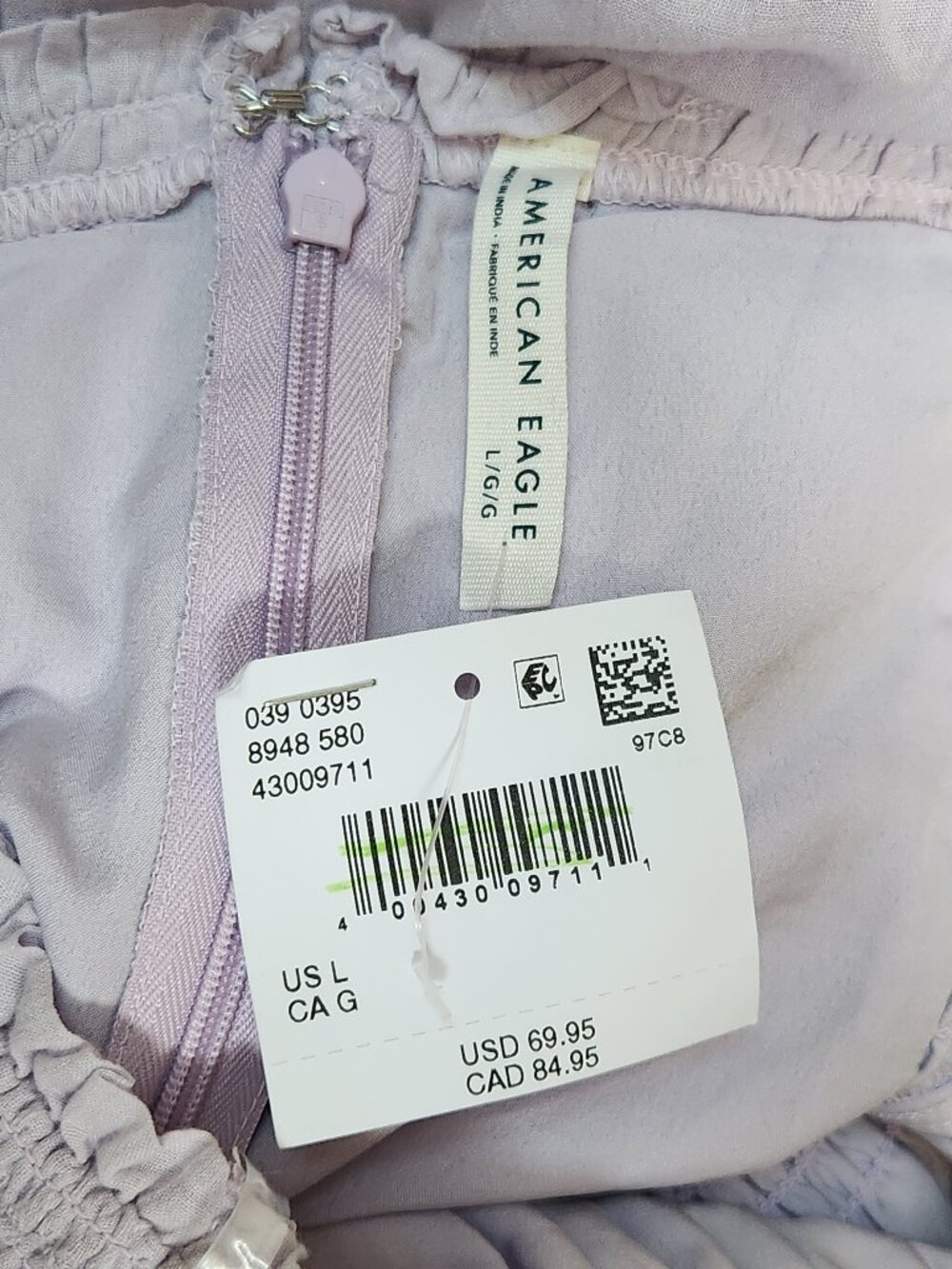 AMERICAN EAGLE AE Lavender Smocked Maxi Sun Dress Pockets - Large - NEW NWT - Picture 5 of 5